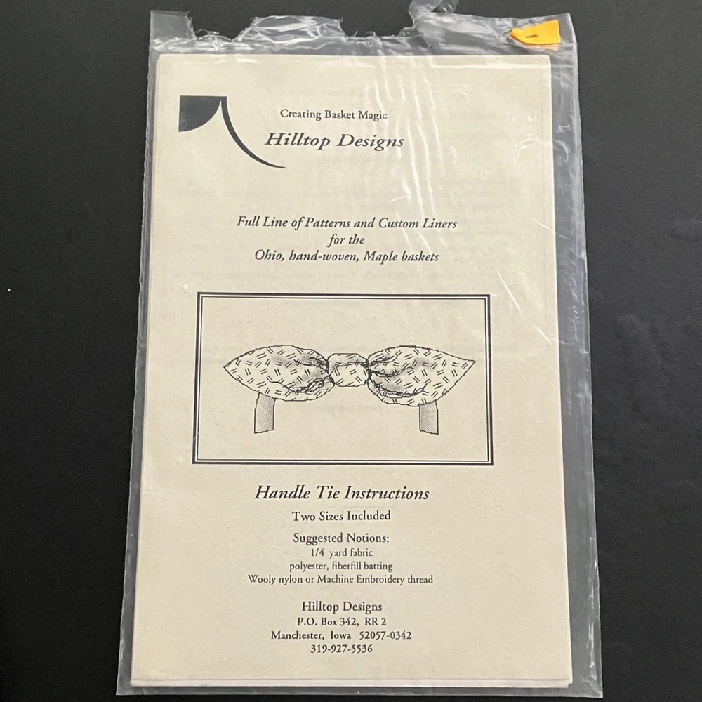 Hilltop Designs Basket Liner and Bow Patterns 90s Craft Sewing Instructions